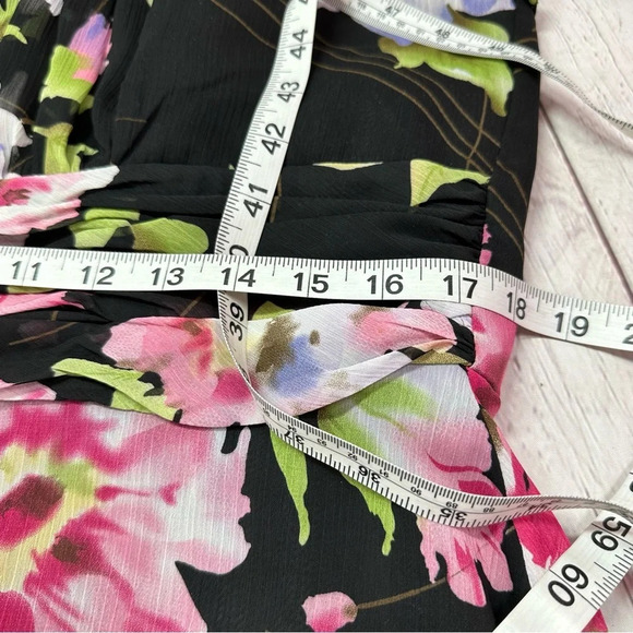 coldwater creek floral cap sleeve dress with sheer top panel sz 16 layered - Picture 8 of 10